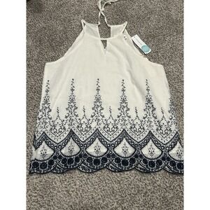 Alice Blue Womens Top Sz S Freta Rider Scallop Trim Blue NEW Feminine Romantic